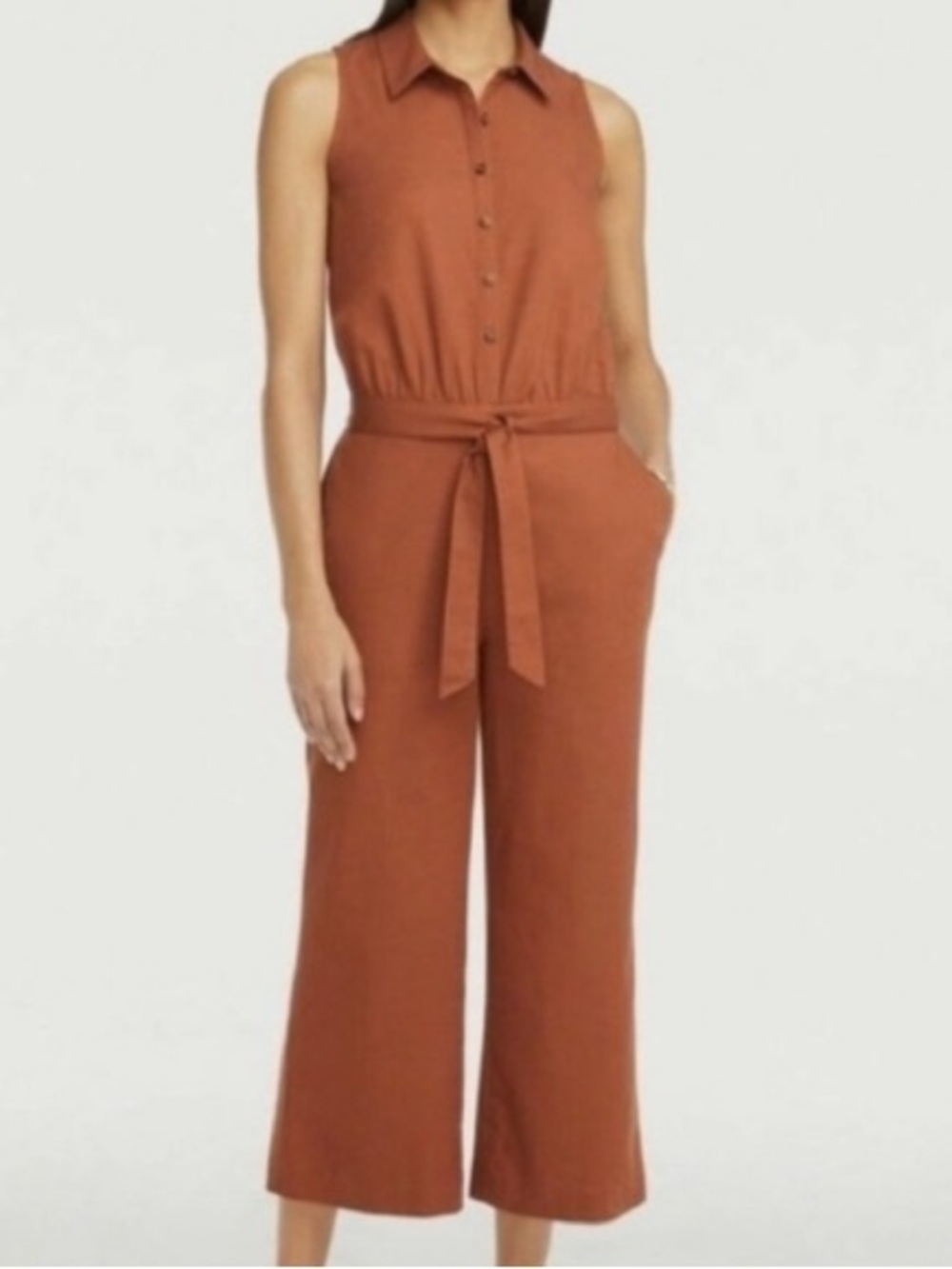 Ann Taylor Burnt Orange Sleeveless Jumpsuit Size 12